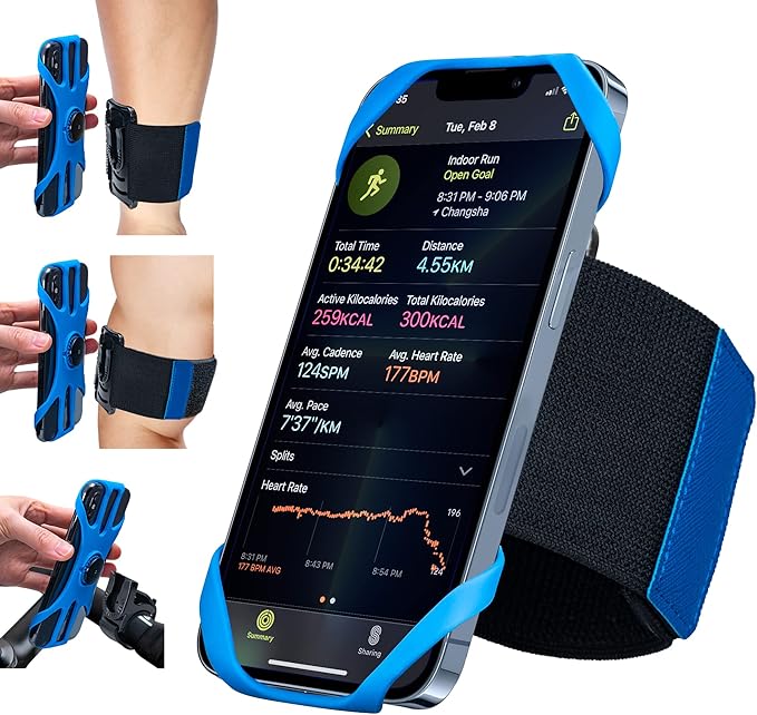 Cikyner Running Armband : 3 in 1 Sports Phone Holder - 360 Rotatable & Detachable for 4.5-7'' iPhone - Gym Running Hiking