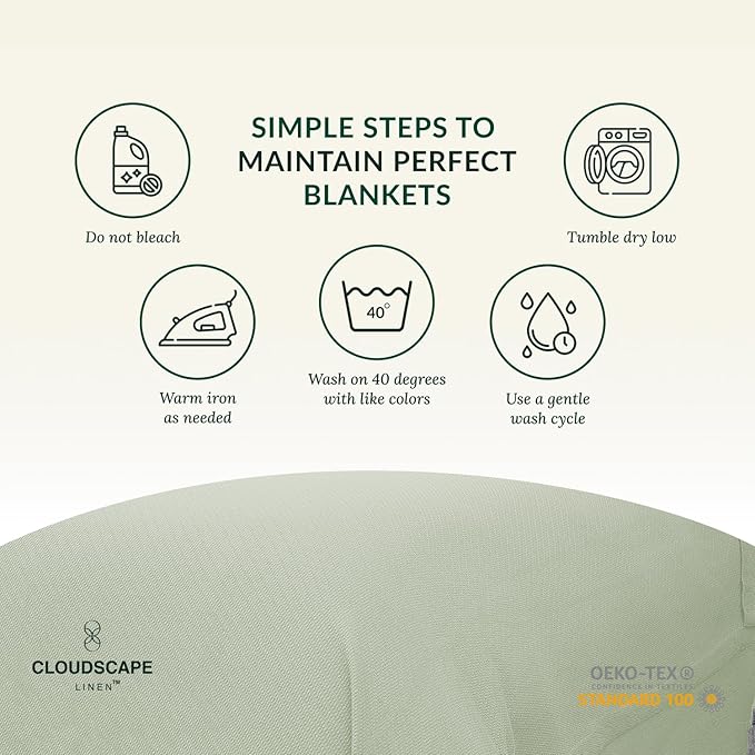 Herringbone Cotton Twin Blanket for Couch, Bed,Sofa, Home Decor, Soft, Lightweight, All-Season Bed Blanket, 68 x92, Seafoam Green