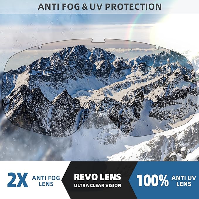 Freela Ski Goggles OTG Men Women, Over Glasses Snow Snowboard Sports Goggles for Adult Youth 100% UV400 Protection Anti Fog