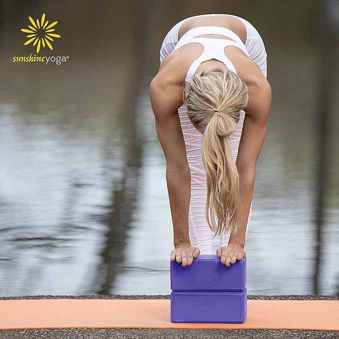 Sunshine Yoga 4" Yoga Block, 10 Pack Bulk EVA Foam Yoga Blocks, Firm and Supportive Yoga Brick, Balance Foam for Stretching, Pilates, and Workout, 4" x 6" x 9"