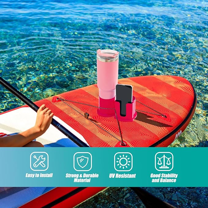 Paddleboard Cup Holder, Kayak Drink Holder for Paddle Board Cup and Phone Holder, Sup Surfboards Canoes Kayak Paddle Board Accessories for Types of Cup Bottle Drink