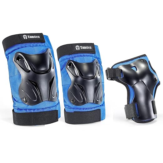 Skating Protective Gear Kids Knee and Elbow Pads Wrist Guards for Roller Skating Skateboarding, Skate Pads Kids Knee Pads Blue