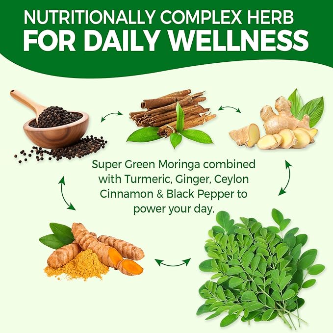 Sugar Free Moringa Gummies for Women Men with Probiotic Turmeric Ginger Ceylon Cinnamon, Chewable Organic Pure Moringa Leaf Supplement for Adults | Gut & Immune Support, Vegan, Grape Flavor, 120Cts