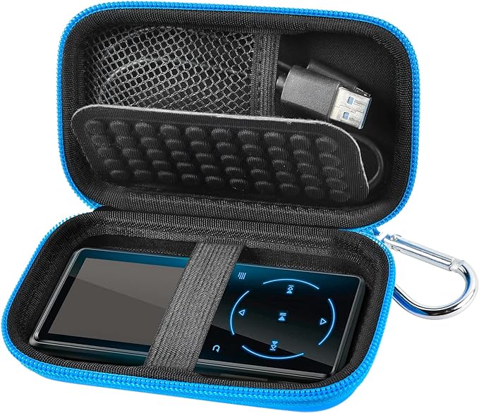 MP3 & MP4 Player Case for SOULCKER/G.G.Martinsen/Grtdhx/iPod Nano/Sandisk Music Player/Sony NW-A45 Music Players with Bluetooth. Fit for Earbuds, USB Cable, Memory Card - Blue+Inside Black