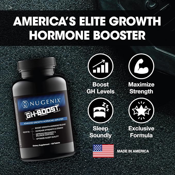 Nugenix GH-Boost - Advanced HGH Boosting Supplement for Men – Support Energy, Endurance, Sleep, with KSM-66, GABA, Arginine, Glutamine, Ashwagandha, 150ct