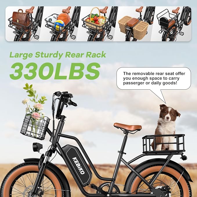 Electric Bike for Adults, 20"x 4" Fat Tire 35MPH Ebike, 1450W Peak Mountain Bike with 48V 20AH Removable 960WH Battery, 80 Miles Max Range Hydraulic/Mechanical Disc Brake 7-Speed Electric Bicycle