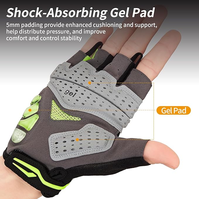 Souke Sports Mens Cycling Gloves with Gel Pads Half Finger Bike Gloves Lightweight Anti-Slip Shock-Absorbing for MTB Road Biking
