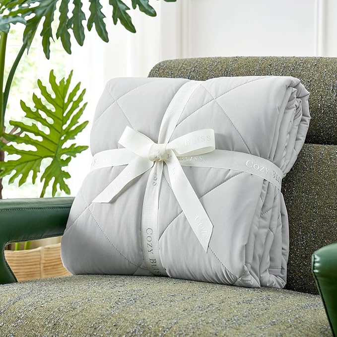 Cozy Bliss Cooling Blanket for Hot Sleepers, Q-Max 0.4 Cooling Comfort for Girls Boys, Cold Blankets for Night Sweats Sleeping, Ultra-Cool Lightweight Breathable Summer Blanket for Travel