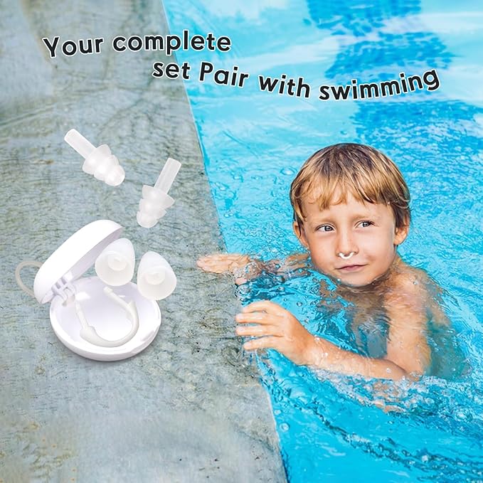 Painless Nose Plugs for Swimming for Kids (Age 6-13) and Adults, Silicone Waterproof Nose Clip for Swimming,Ensure Comfort and Safety in The Water
