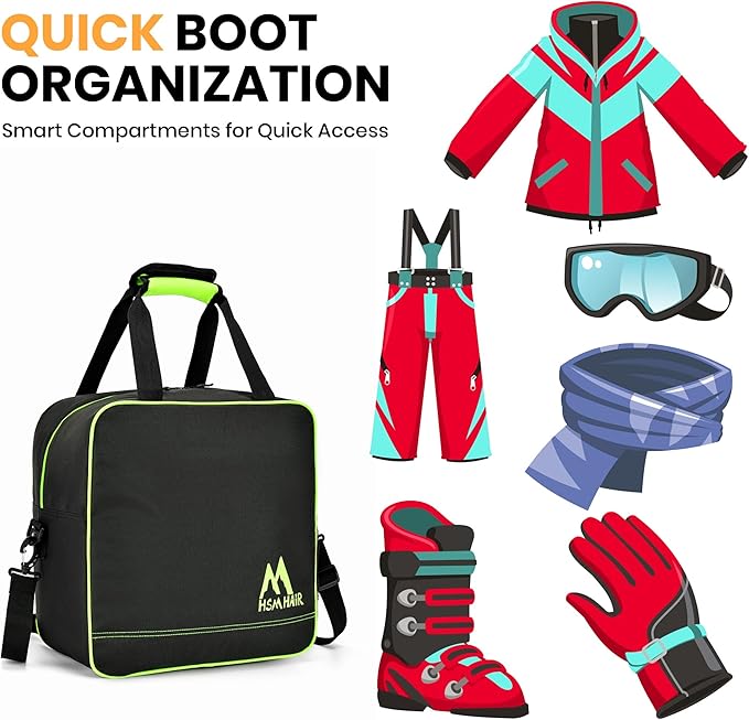 Ski Bag and Boot Bag Combo,Padded Ski Bag Set for Air Travel,Snow Ski Bags for Adults,Water- resistant Ski Boot Bag Fits for Skis Up to 200 CM and Boots Up To Size US13