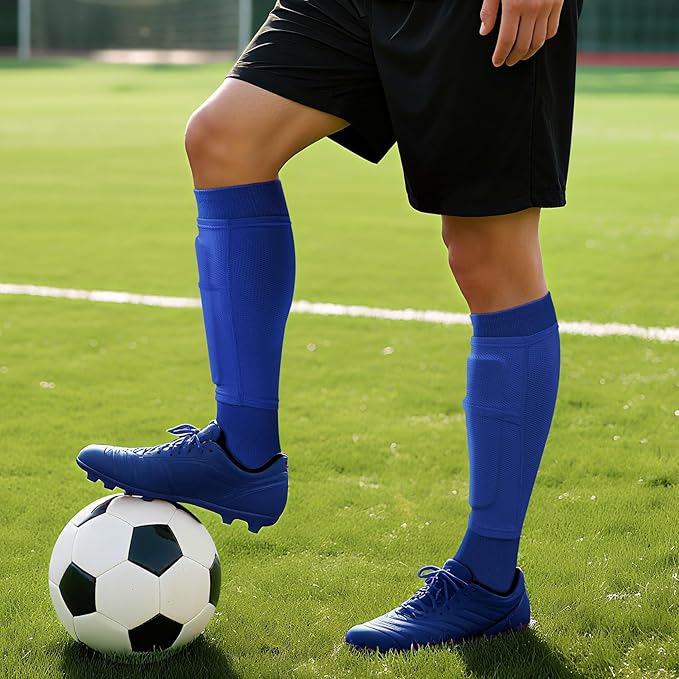 XZQTIVE Soccer Shin Guards with Shin Sleeves and Soccer Socks, Football Shin Pads Set for Kids Youth and Adult