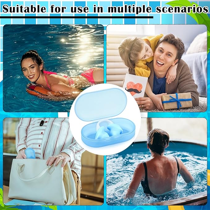 Soulchen 2 Pcs Swimming Nose Plugs Silicone Waterproof Painless Swim Nose Clip with Storage Box for Adults Kids Men Women Beginners