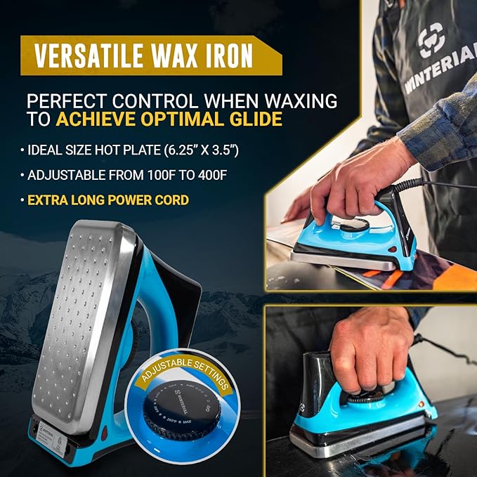 Winterial Snowboard and Ski Tuning Kit, with Iron, All-Temp Snowboard Wax, Angled Edge Tuner File