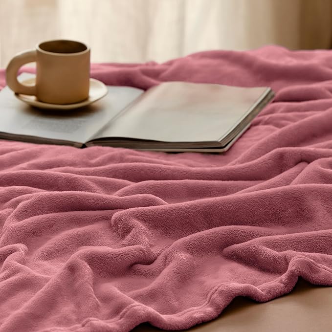 Bedsure Fleece Throw Blanket for Couch Rose Pink - Lightweight Plush Fuzzy Cozy Soft Blankets and Throws for Sofa, 50x60 inches