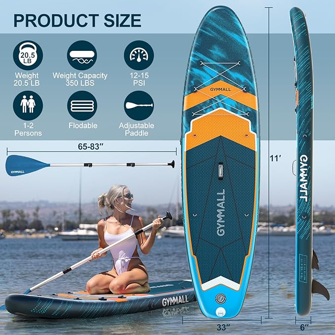 Paddle Board, Inflatable Stand Up SUP Paddle Boards for Adults & Youths of All Skill Levels, Wide & Non-Slip Deck Design Blow Up Paddleboards with Premium Accessories & Storage Bag