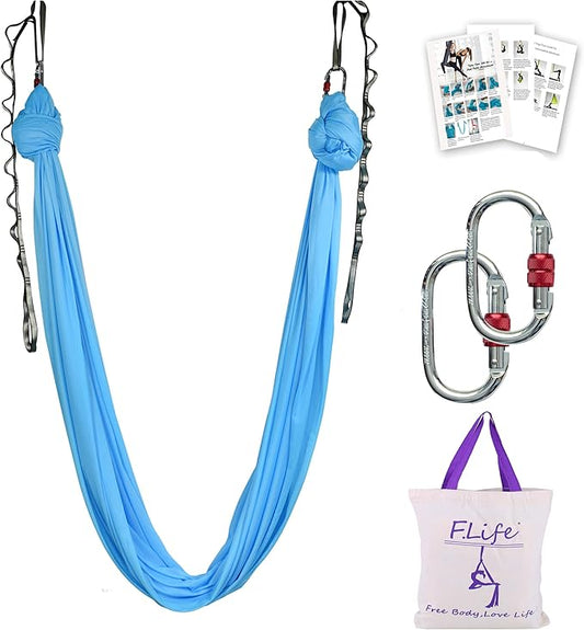 F.Life Aerial Silk Yoga Hammock & Swing for yoga Inversion,Strength training,starter hardware kit
