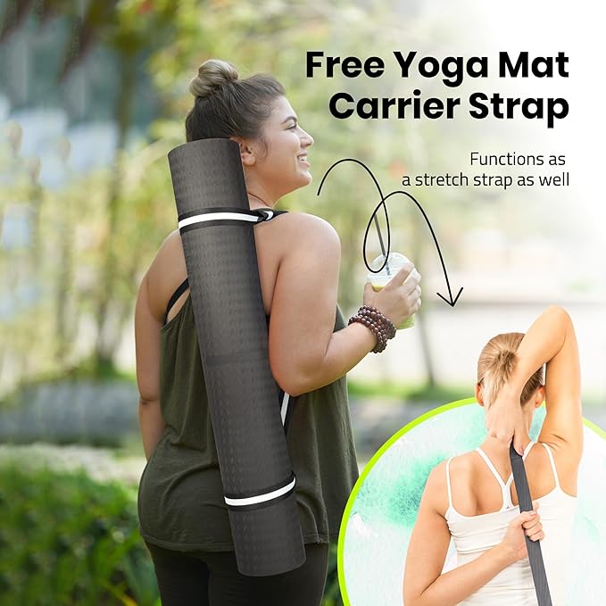 Extra Wide Yoga Mat for Men Women (72"L x 36"W) Non Slip Fitness & Exercise Mat with Alignment Marks for Yoga, Pilates, Floor Workouts