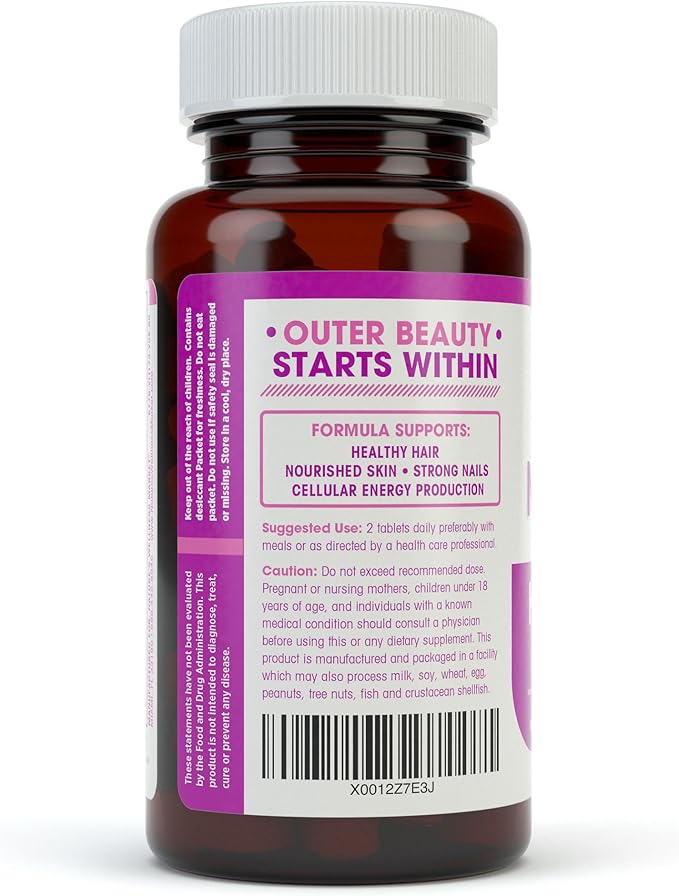 Natures Wellness Hair, Skin & Nails Essential Nourishing Supplement, 60-Count | 4000mcg Biotin + Vitamins A, C and E, B Complex Vitamins, and Advanced Nutrients per Capsule | 100% All-Natural