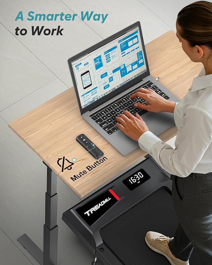 WELLFIT Auto Incline Folding Treadmill - 10% Incline Desk Walking Pad Treadmill with Handlebar, 400 lbs Heavy-Duty Capacity, Space-Saving Quiet Under-Desk Design for Home Office, Seniors & Fitness