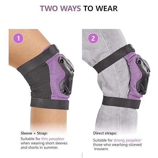 Skating Protective Gear Adult Youth Knee Pads and Elbow Pads Set, Skateboard Wrist Guards for Roller Skating Skateboarding Cycling Purple