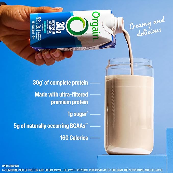 Orgain 30g High Protein Shake, Dairy Isolate Milk Protein, Vanilla Bean, 6g BCAAs, 1g Sugar Per Serving, Meal Replacement, Ready to Drink, Keto Friendly, Gluten-Free 11 Fl Oz (Pack of 12)