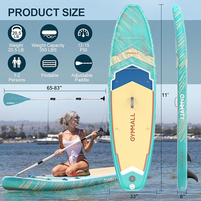 Paddle Board, Inflatable Stand Up SUP Paddle Boards for Adults & Youths of All Skill Levels, Wide & Non-Slip Deck Design Blow Up Paddleboards with Premium Accessories & Storage Bag
