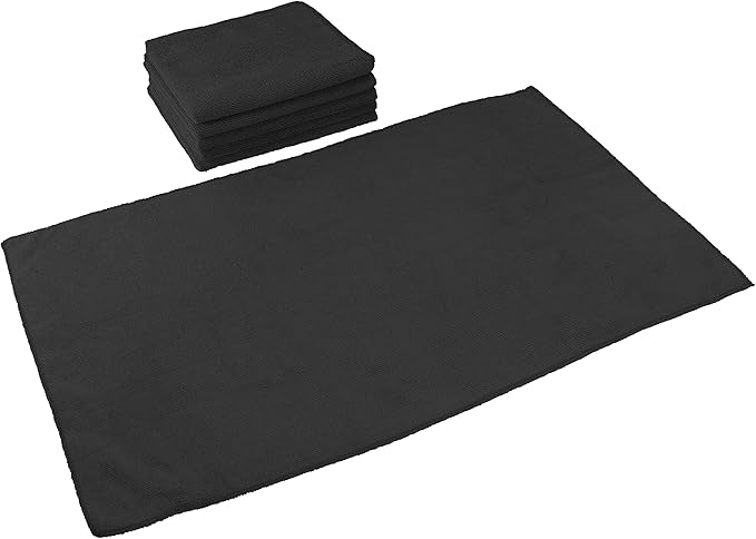 Arkwright Microfiber Gym Towel - Bulk Case of 180 - Super Soft, Quick Dry Workout Sweat Towels, 300 GSM Lightweight & Absorbent for Sports, Working Out, Yoga, and Spa, 16 x 27 in, Black