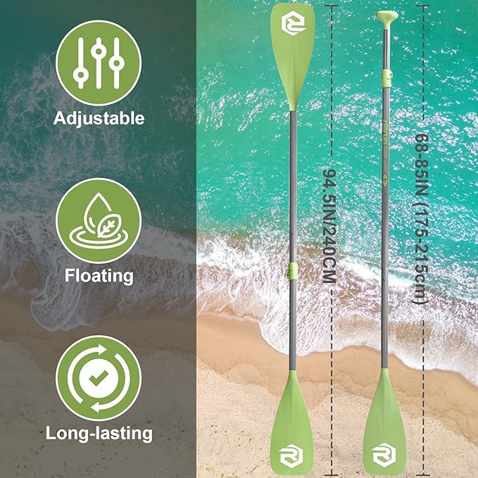 SUP Paddle - Paddle Board Paddle 4 Piece Stand Up Paddleboard Paddles Lightweight Floating Kayak Paddle - Light Blue - Lake Green - Light Green