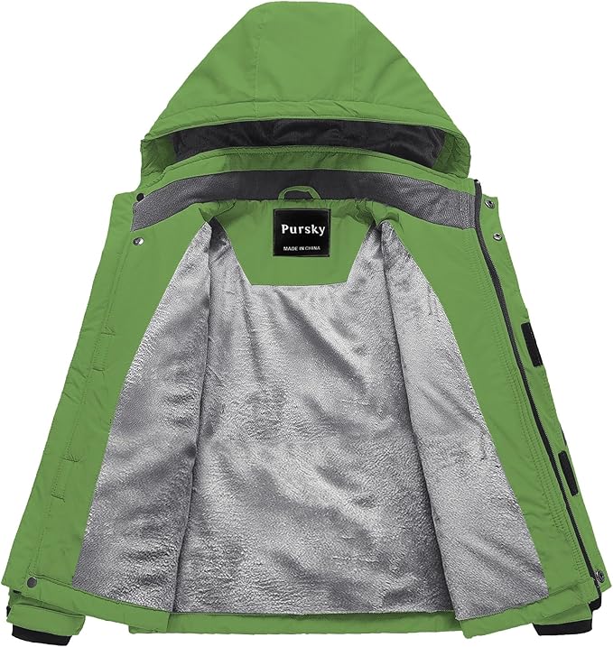 Pursky Boy's Waterproof Ski Jacket Kids Winter Snow Coats Fleece Raincoats Parka