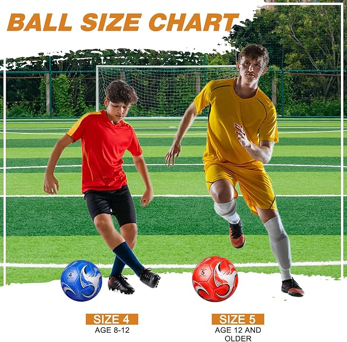 12 Pack Operation Christmas Bulk Items Soccer Ball with Pump Needles, Official Size 3/4/5 Soccer Ball Deflated Gift for Christian Charity Donation Training Practice