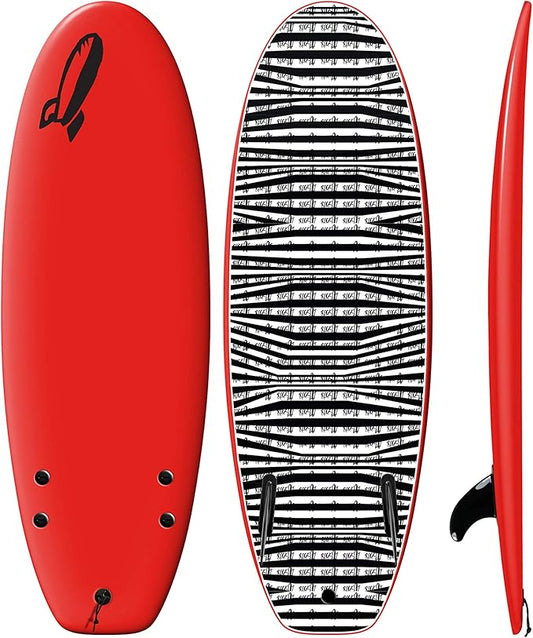 Rock-It 4'10" CHUB Soft Top Surfboard, Kids Surfboard, Mini Surfboard, Innovative Design Easy to Paddle and Maneuverable Small Surfboard and Beginner Surfboard (Red)