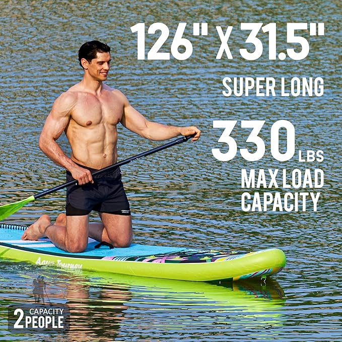 10'6"Inflatable Stand Up Paddle Board Ultra Portable-Lightweight & Stable|All-in-One Kit w/Aluminum Paddle, Dual-Action Pump & Backpack|Lakes & Oceans Ready for Family Recreation by Aquajourney