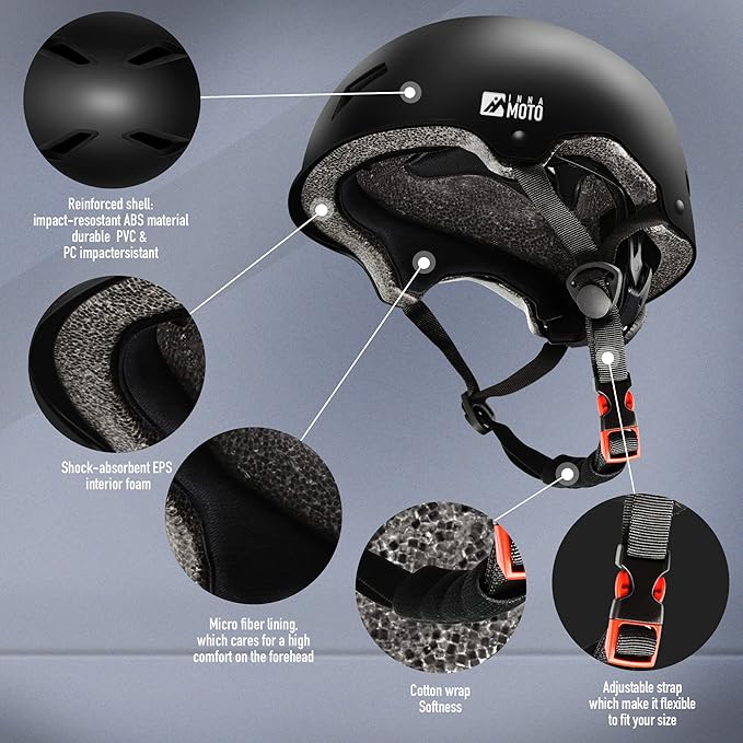 Skateboard Helmet for Adults - Adjustable Certified Safety Adults Helmet for Skateboarding Bike Bicycle Scooter Cycling Skate Skating Multisport Helmets for Women Men Boys Girls Kids Youth