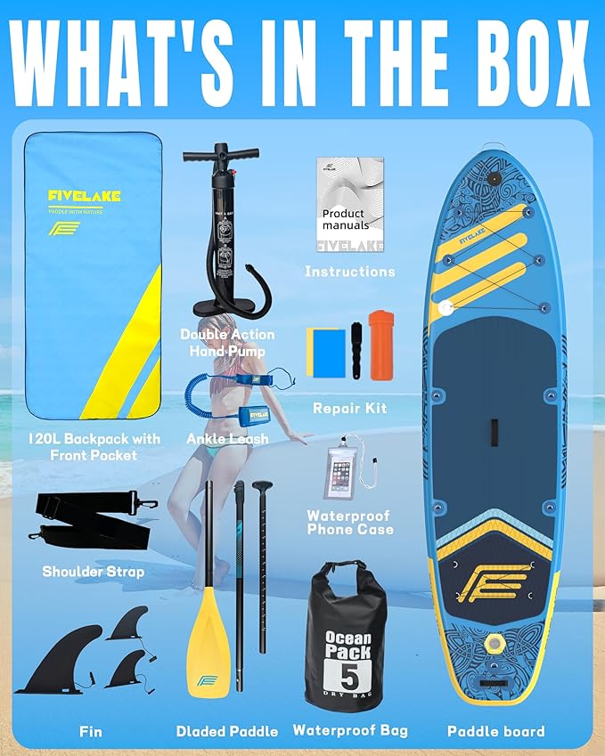 Inflatable Paddle Board 11' x 35'' Wide Stable Design,Stand Up Paddleboard with Sup Accessories Backpack,Pump,Ankle Leash,Adjustable Paddle,Non-Slip Comfort Deck for Adult Youth