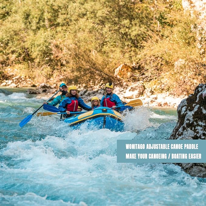 Canoe Paddles Aluminum Paddle with Plastic Blades Floating Adjustable Canoeing and Boating Oars, 122-152 cm/4-5 Ft, Black/Yellow