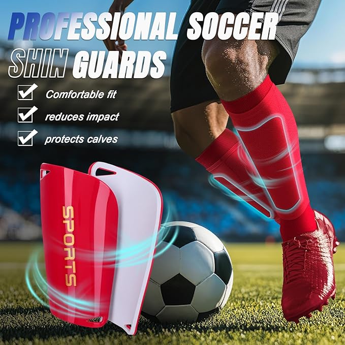 XZQTIVE Soccer Shin Guards with Shin Sleeves and Soccer Socks, Football Shin Pads Set for Kids Youth and Adult