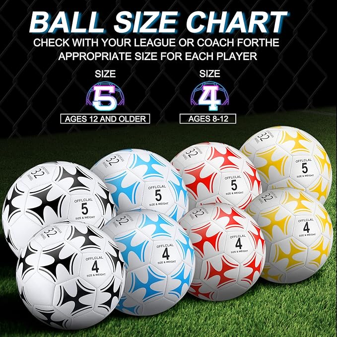Lenwen 12 Pcs Soccer Balls with Pump Bulk Official Size 5 4 3 Kids Teen Adult Indoor Outdoor Sports Soccer Ball Toddler Youth Gift for Training Game Practice Christmas Operation