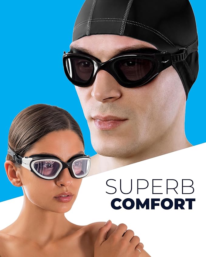 AqtivAqua Swimming Goggles, DX Wide View Swim Goggles for Adult Men Women, Anti Fog No Leaking