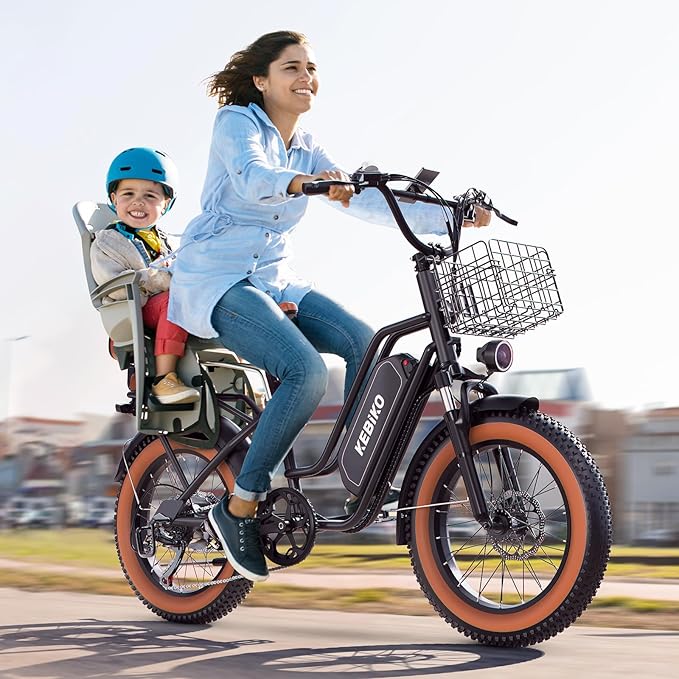 2 Seater Electric Bike, 48V 20AH(𝟗𝟔𝟎𝐖𝐇) Large Removable Battery, 𝟏𝟑𝟎𝟎𝐖 Peak Motor, 20"x 4.0" Fat Tire Ebike for Adults, 80+Miles Max,30+MPH, City Couple E Bike for All Terrain