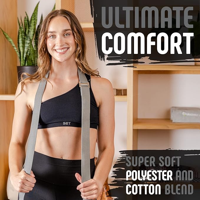 Gradient Fitness Yoga Strap, Friction-Less Easy-Feed Buckle, Super Soft Cotton/Polyester Blend Webbing, Free eGuide. (8 Feet)