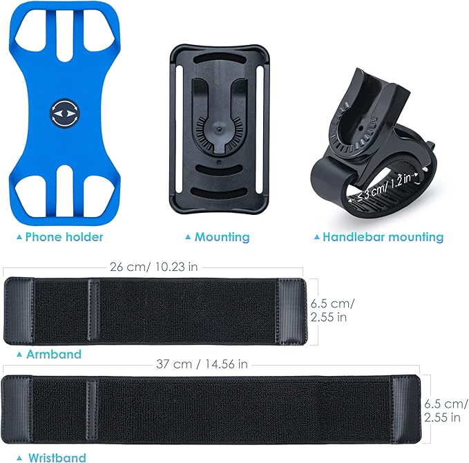 Cikyner Running Armband : 3 in 1 Sports Phone Holder - 360 Rotatable & Detachable for 4.5-7'' iPhone - Gym Running Hiking