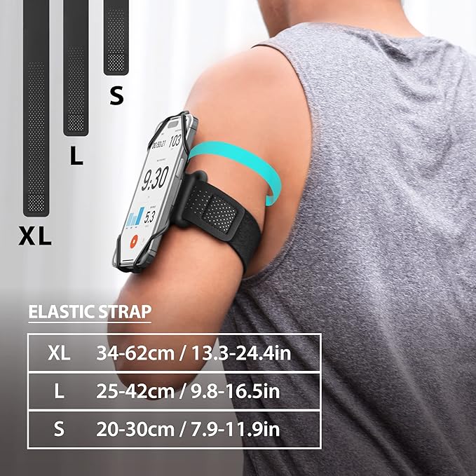BONE Run + Bike Tie Connect Kit 2, 2-in-1 Running & Bike Phone Holder, Detachable & Rotatable 360° Sport Armband & Phone Mount Compatible with Most Smartphones (Stem/Armband 2-in-1 Connection Kit)