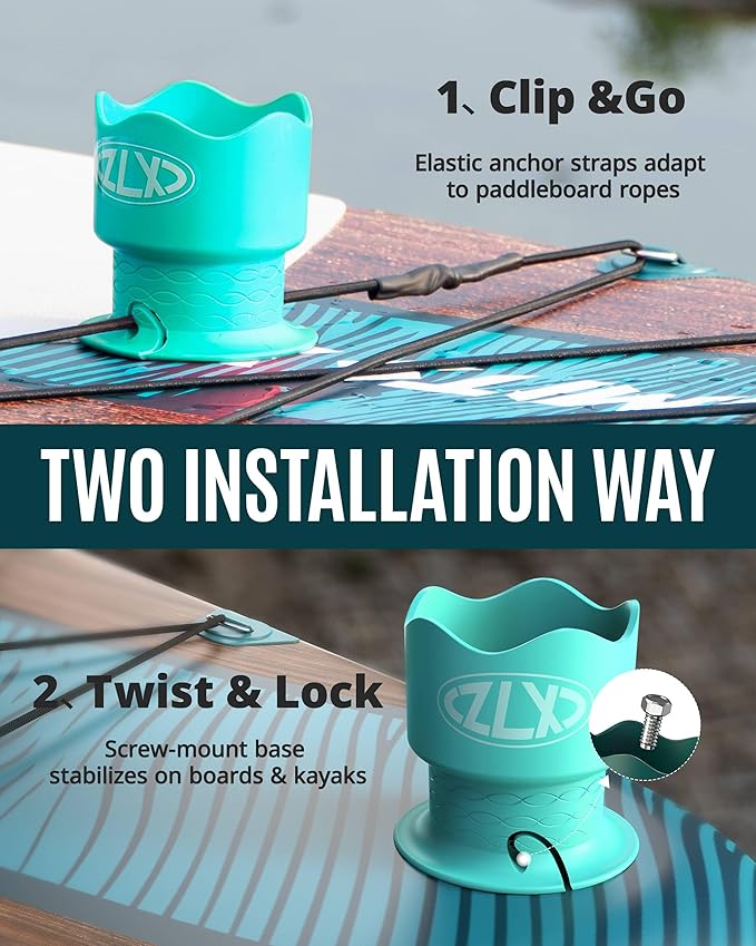 ZLX Cup Paddle Board Kayak Cup Holder, Stand Up Paddle Board Cup Holder Paddleboard Accessories Surfboards, Canoes Kayak Holder for Types of Cup Bottle Drink