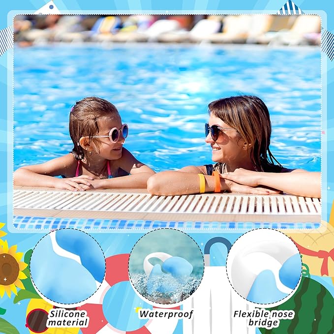 Soulchen 2 Pcs Swimming Nose Plugs Silicone Waterproof Painless Swim Nose Clip with Storage Box for Adults Kids Men Women Beginners