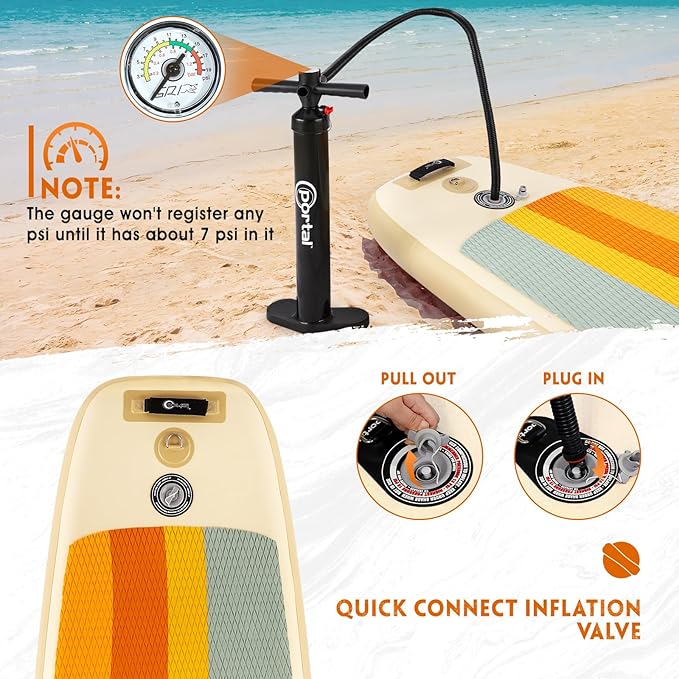 PORTAL SUP Inflatable Paddle Board for Adults 10'6'' Stand Up Paddleboard,Non-Slip Deck Blow up Paddle Boards with Adjustable Paddle, Carry Bag, and Repair Kit
