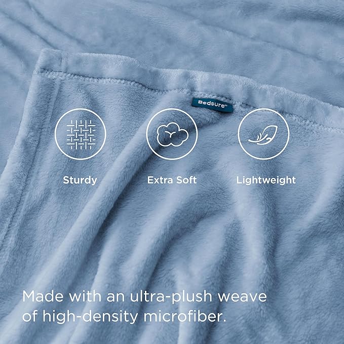 Bedsure Fleece King Size Blankets for Bed Light Blue - Soft Lightweight Plush Cozy Fuzzy Luxury Microfiber, 108x90 inches