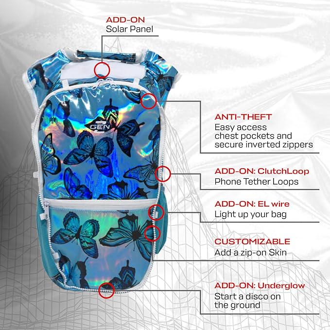 RaveRunner® Anti-Theft Hydration Backpack | Rave Hydration Pack, Festival Water Bag, Hydropack Rave, Hydration Pack EDC