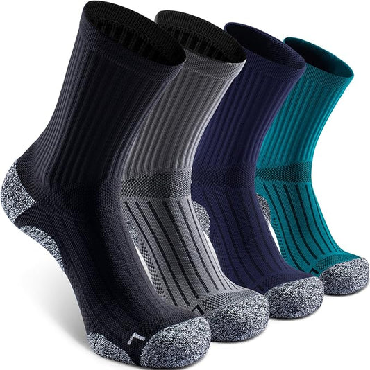 Elite Cushioned Compression Mid-crew Socks 4-Pack for Youth Women Men