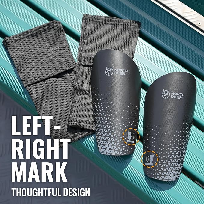 Northdeer Soccer Shin Guards for Kids Adults. Sleeves with Optimized Insert Pocket - Protective Soccer for Boys Girls Men