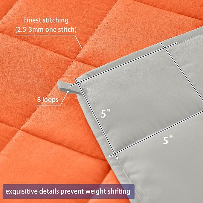 yescool Weighted Blanket (10 lbs, 41" x 60", Orange) Cooling Heavy Blanket for Sleeping Perfect for 90-110 lbs, Breathable Blanket with Premium Glass Bead, Machine Washable